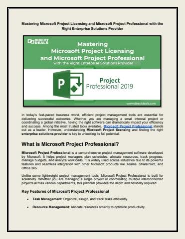 Mastering Microsoft Project Licensing and Microsoft Project ...