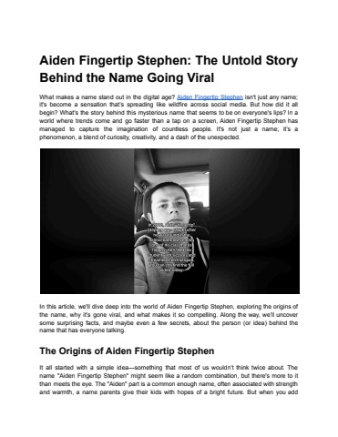 Aiden Fingertip Stephen_ The Untold Story Behind the Name Going Viral