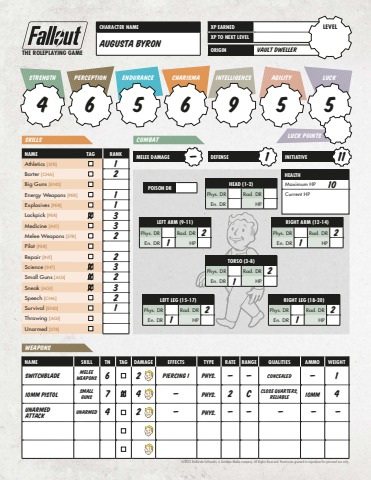 Fallout RPG - Pregenerated Characters
