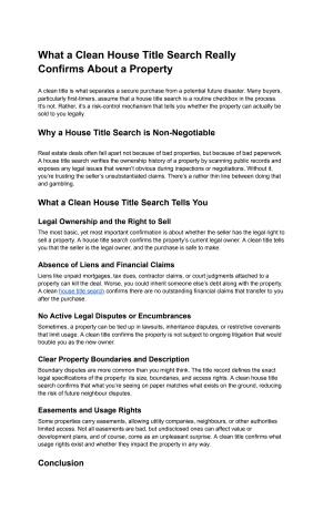 What a Clean House Title Search Really Confirms About a Property