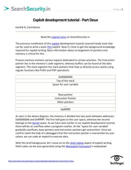 Exploit development tutorial - Part Deux