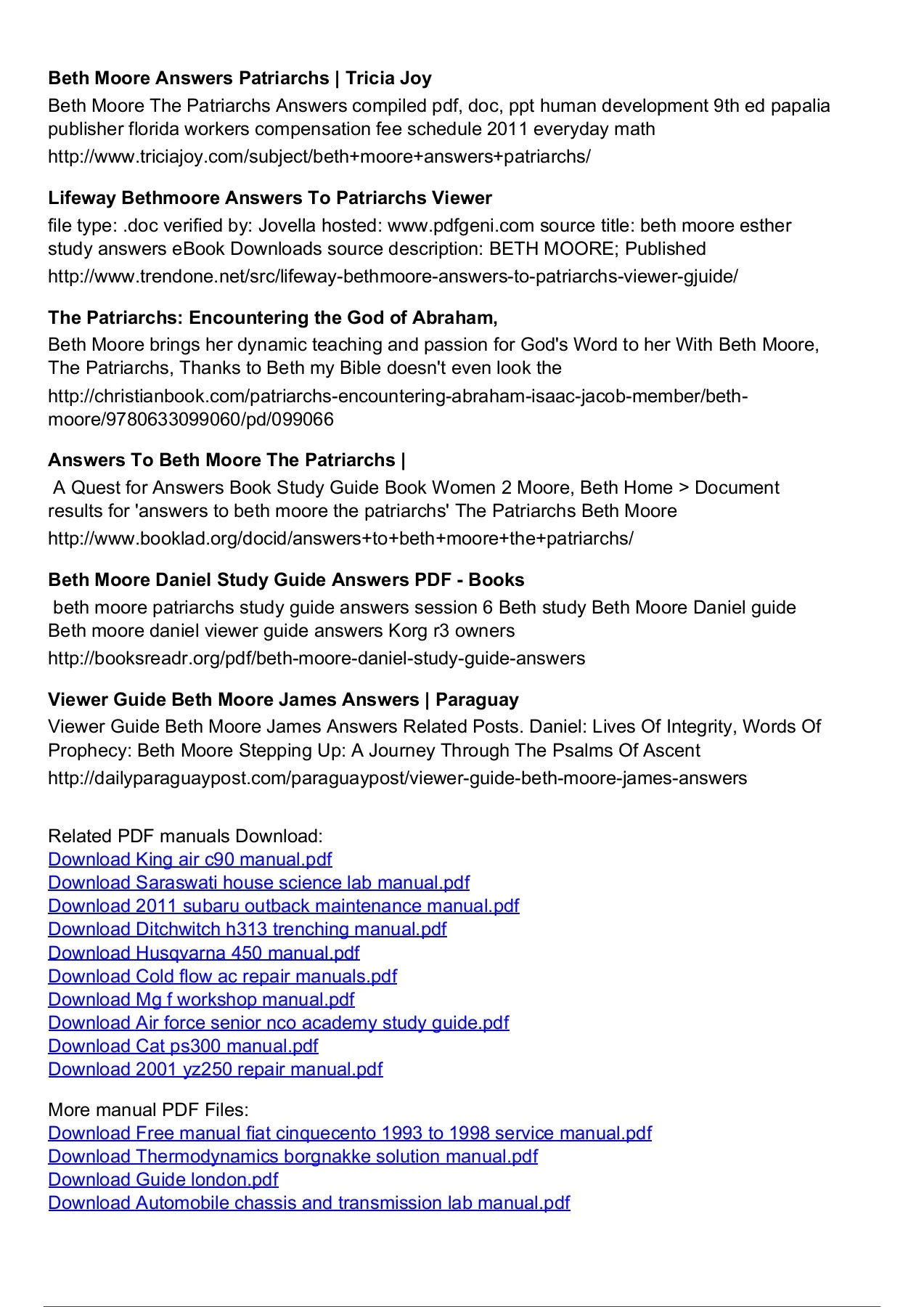 Beth Moore Patriarchs Viewer Guide Answers