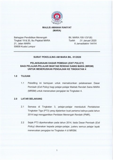 Surat Pekeliling Am MARA Bil. 01_2020