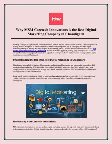 Why MSM Coretech Innovations is the Best Digital Marketing Company in ...
