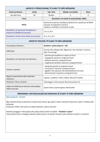 MS Excel - Model Plani Mesimor Ditor KL-10 TIK