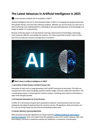 The Latest Advances in Artificial Intelligence in 2025 - seogroot1 Flip ...