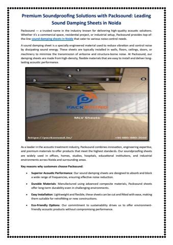 Premium Soundproofing Solutions with Packsound Leading Sound Damping ...