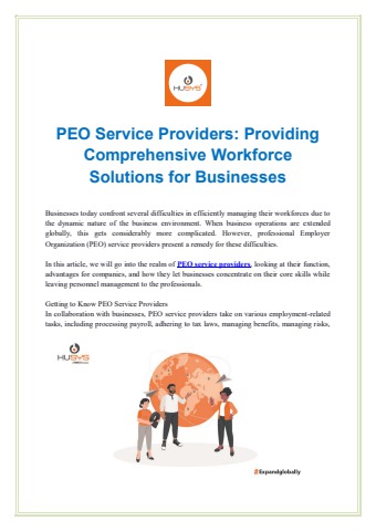 PEO Service Providers Providing Comprehensive Workforce Solutions for ...