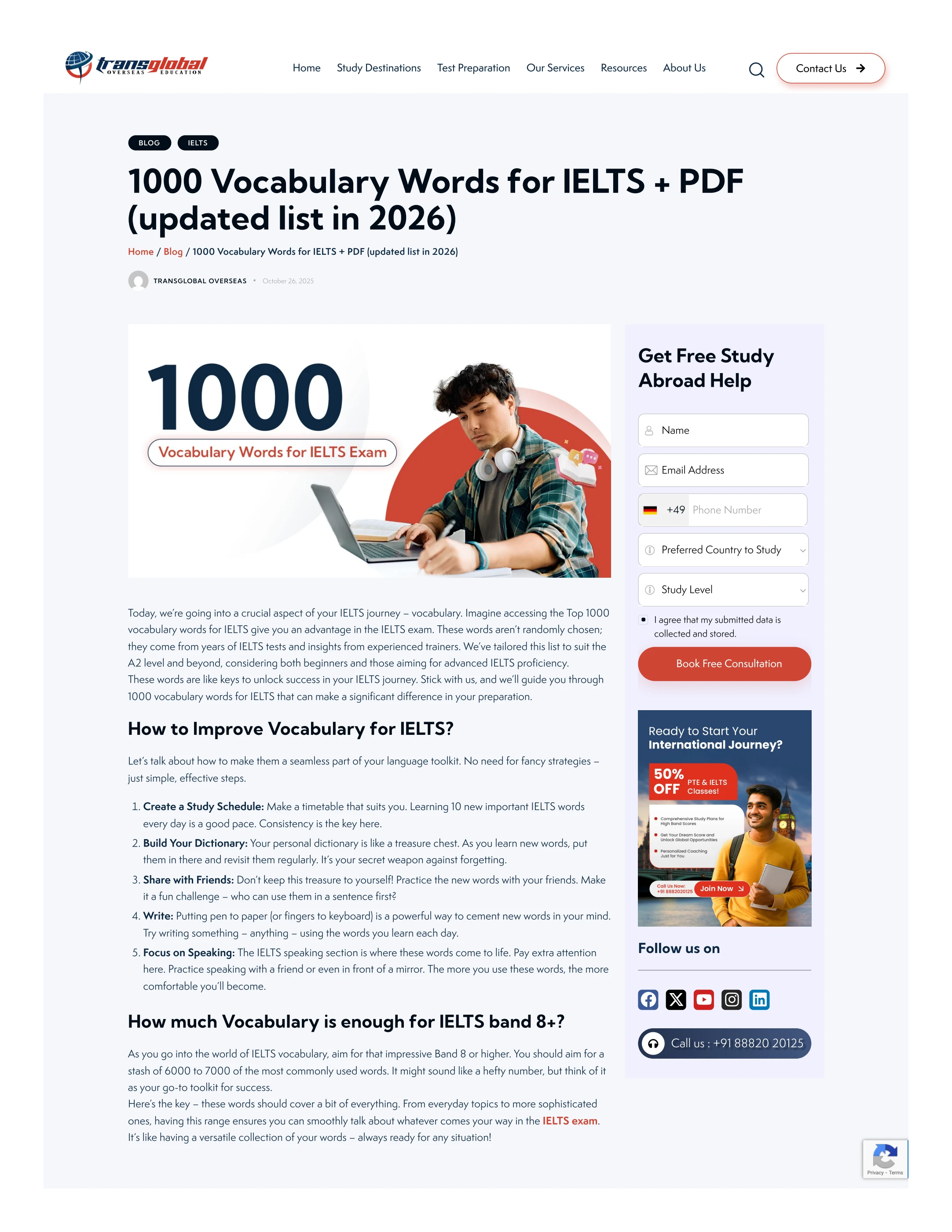 1000 Vocabulary Words for IELTS + PDF (Updated List in 2026)