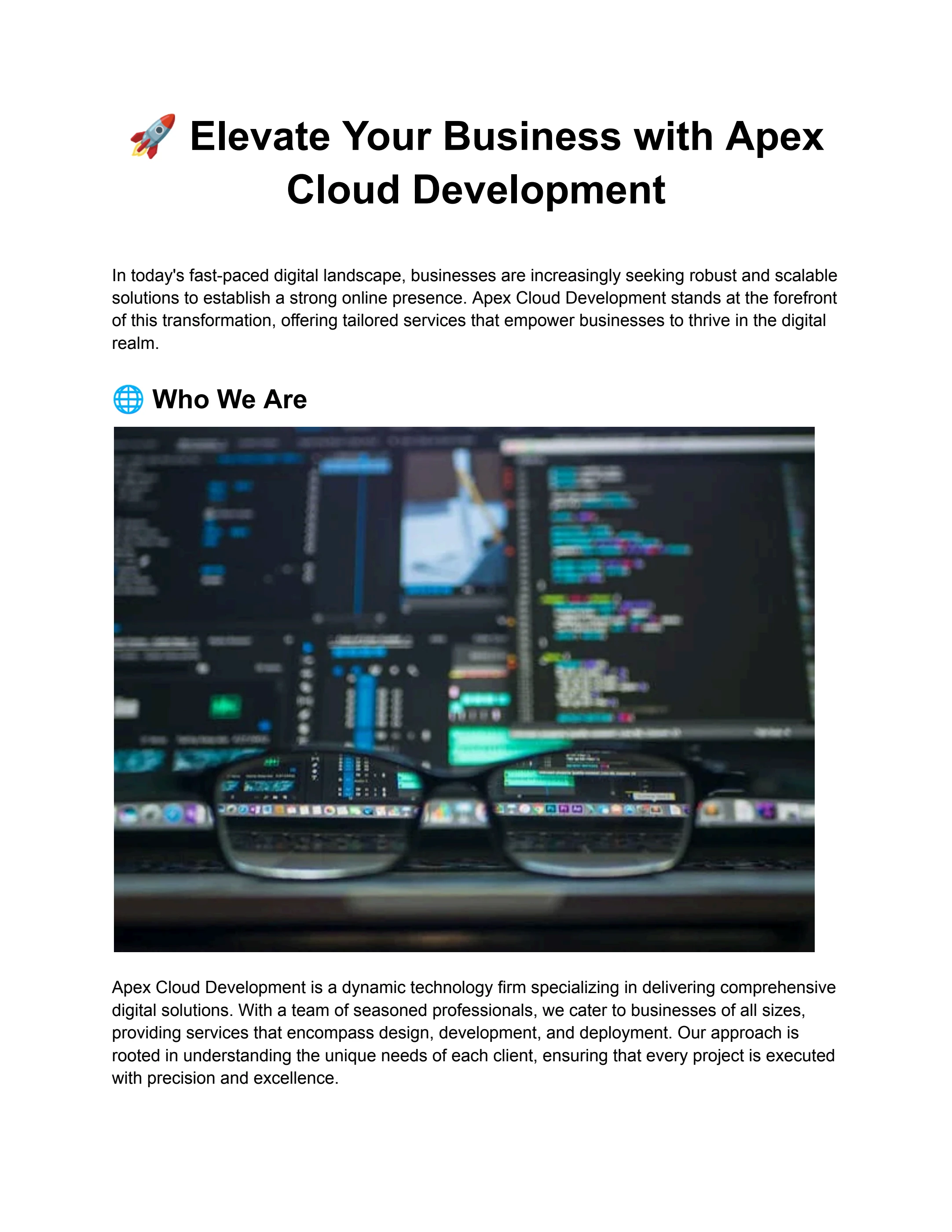 Elevate Your Business with Apex Cloud Development