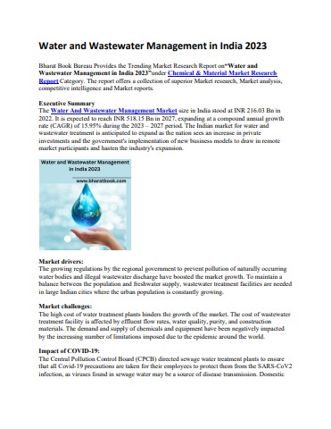 Water and Wastewater Management in India 2023 - vidhyanigam98 Flip PDF ...
