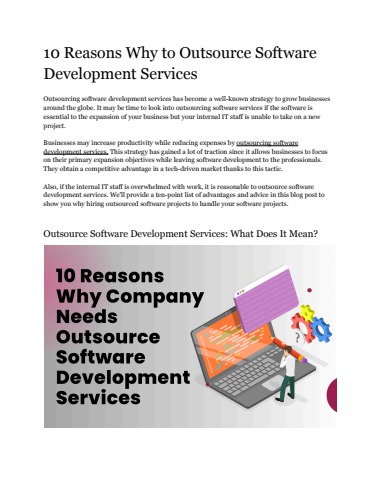 10 Reasons Why Your Company Needs Outsource Software Development Services