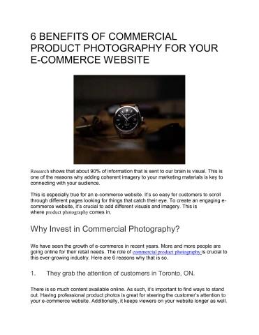 6 Benefits of Commercial Product Photography for your E-Commerce Website