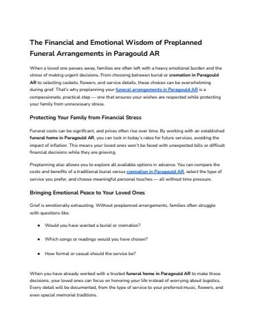 Preplanned The Financial and Emotional Wisdom of Preplanned Funeral Arrangements ...