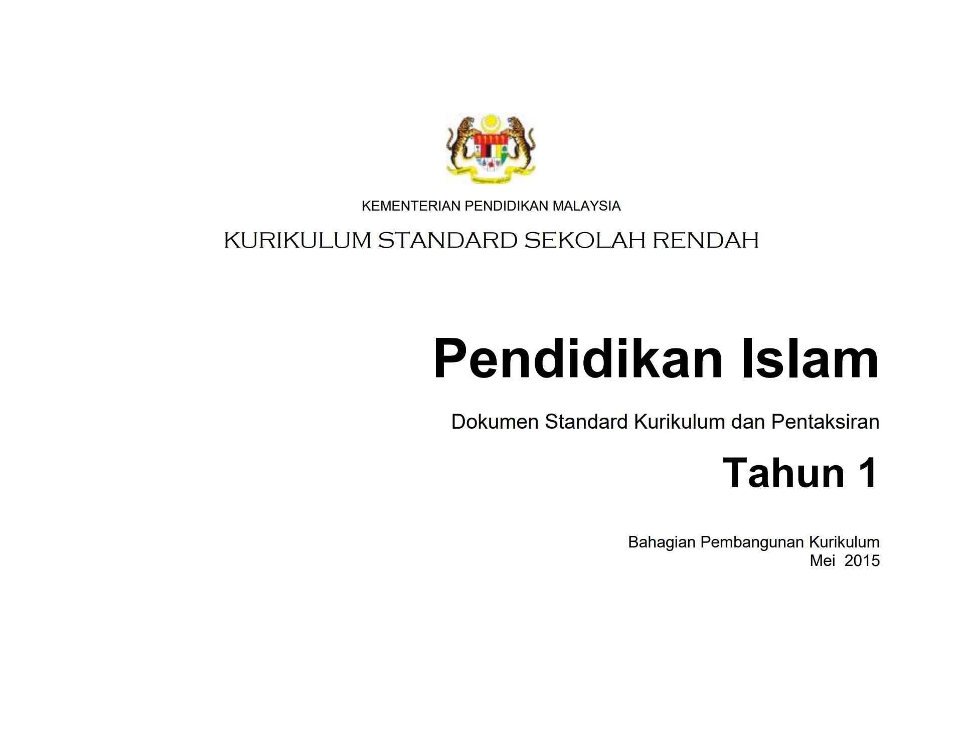 06 DSKP KSSR Tahun 1 Pendidikan Islam 08122016