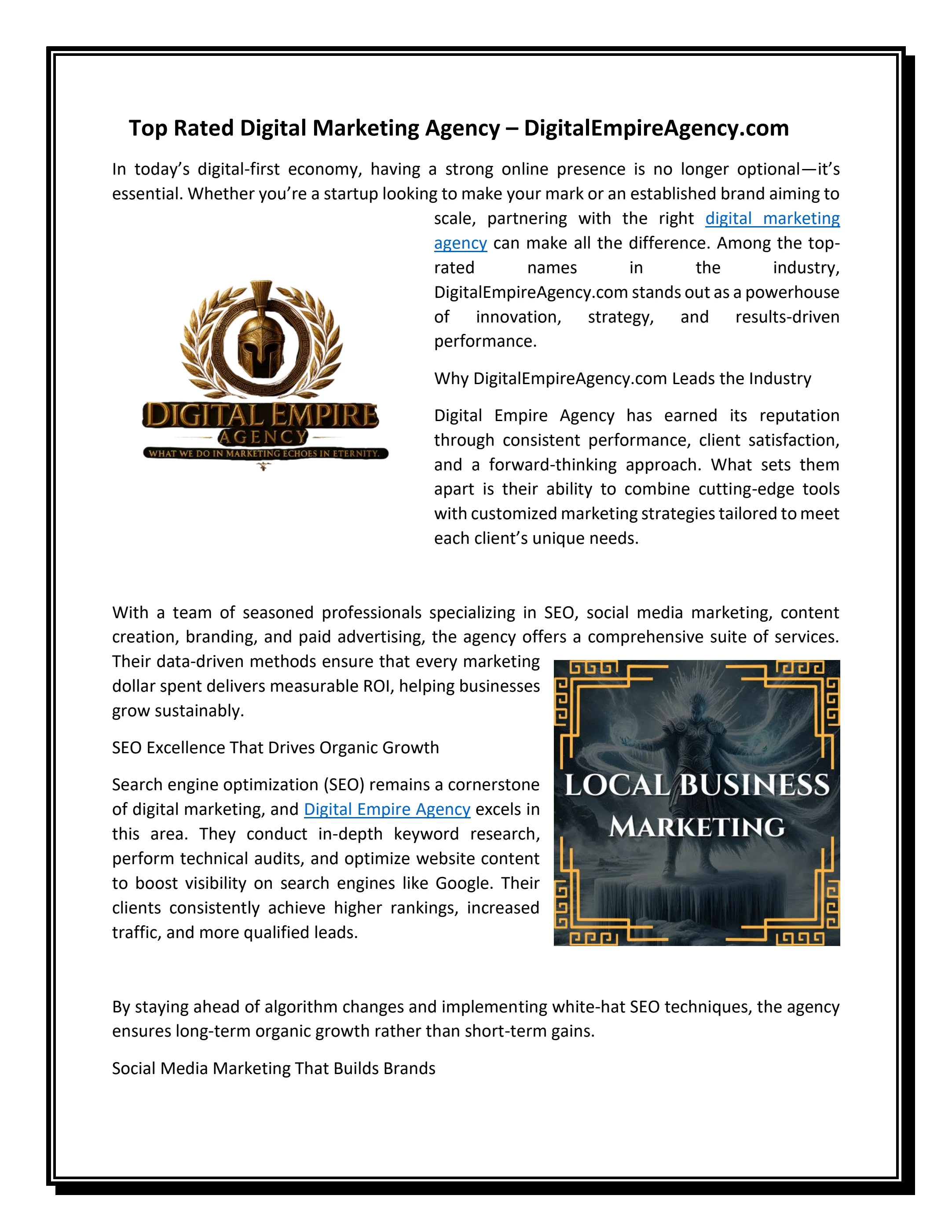 Top Rated Digital Marketing Agency – DigitalEmpireAgency.com