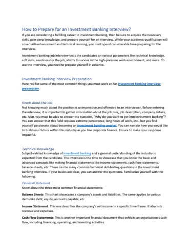 Bank Interview Introduction Sample How to Prepare for an Investment Banking Interview