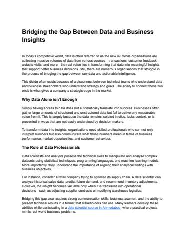 Bridging the Gap Between Data and Business Insights