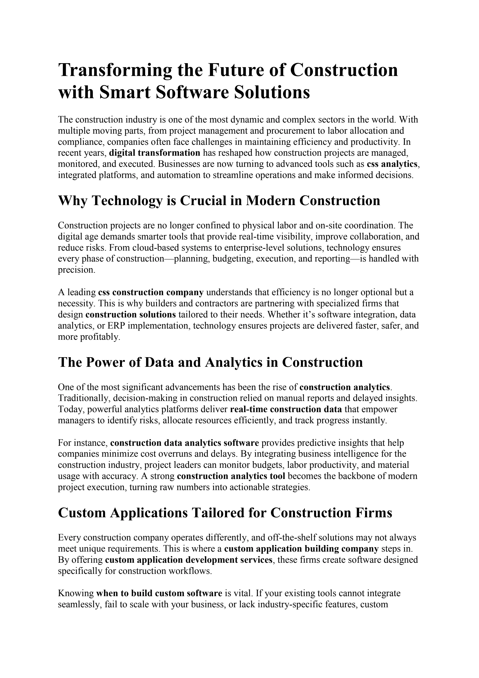 contact us construction software