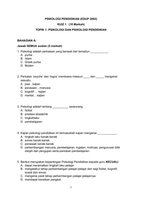 Psikologi Kuiz 1 Flip Ebook Pages 1 2 Anyflip Anyflip