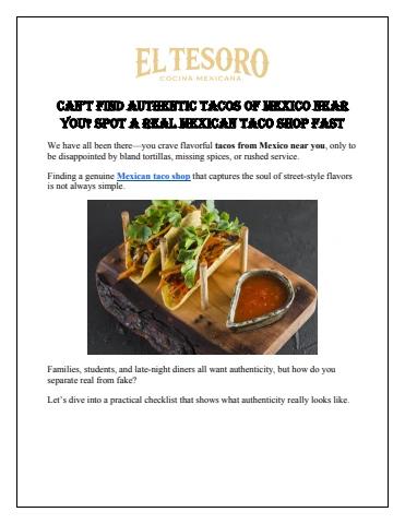 Can’t Find Authentic Tacos of Mexico Near You? Spot a Real Mexican Taco