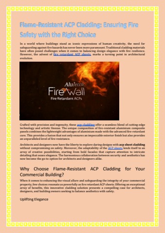 Flame-Resistant ACP Cladding: Ensuring Fire Safety with the Right ...