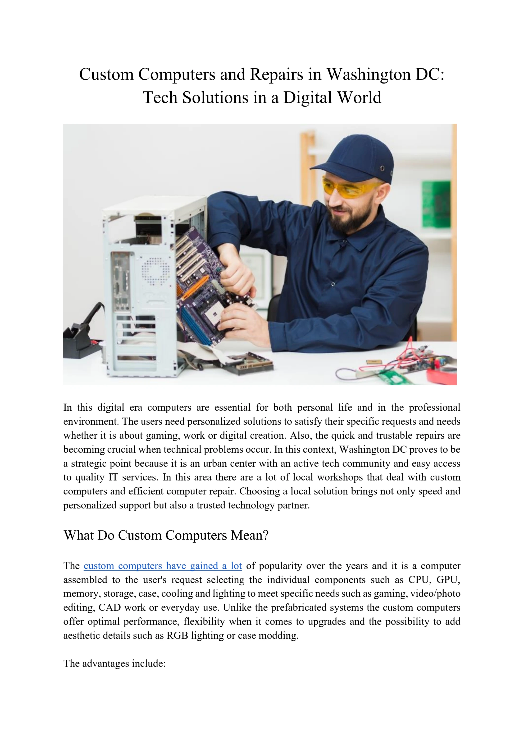 Custom Computers and Repairs in Washington DC: Tech Solutions in a ...
