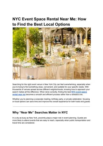 NYC Event Space Rental Near Me: How to Find the Best Local Options