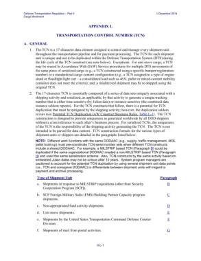 Transportation Control Number (TCN), Part II, Appendix L
