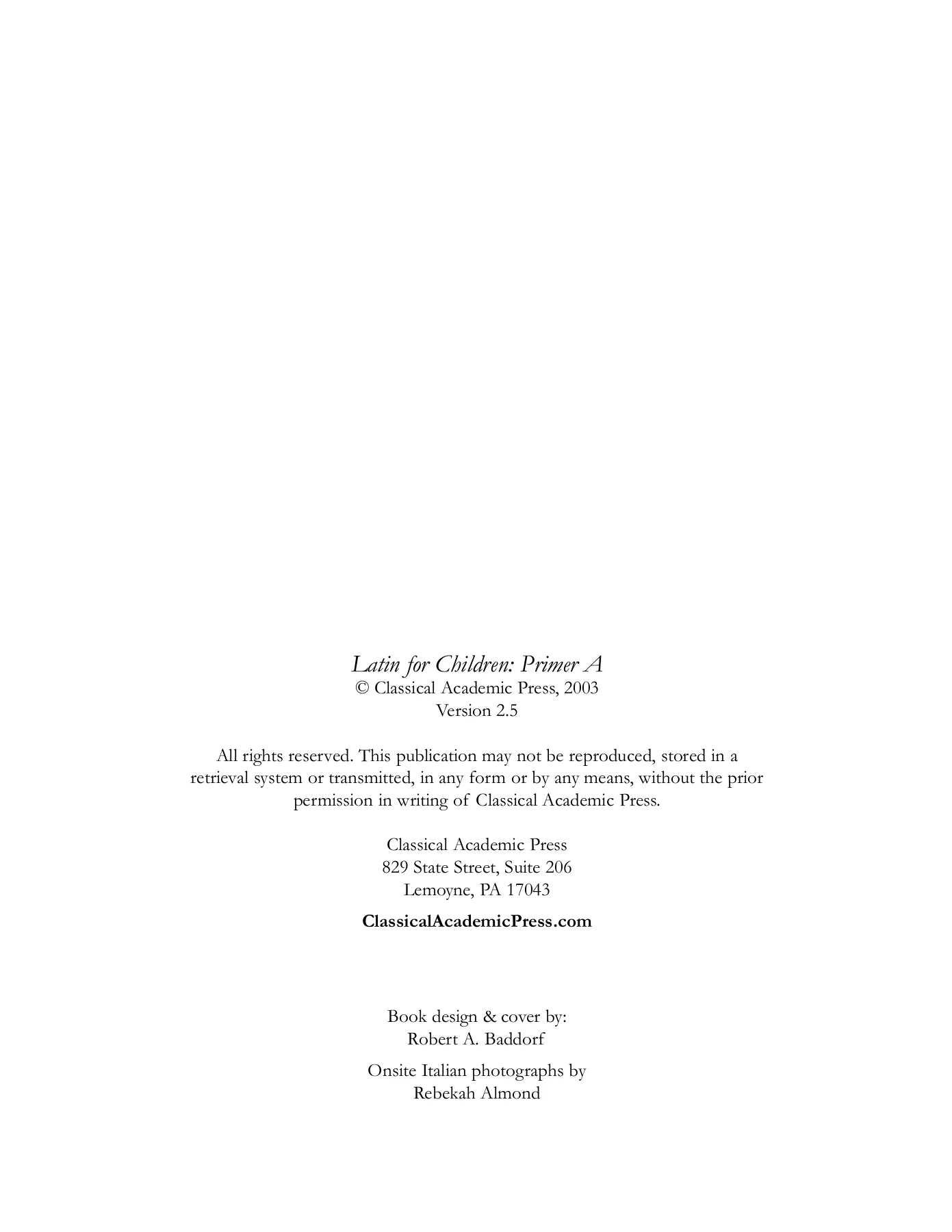 Latin for Children [a sample]
