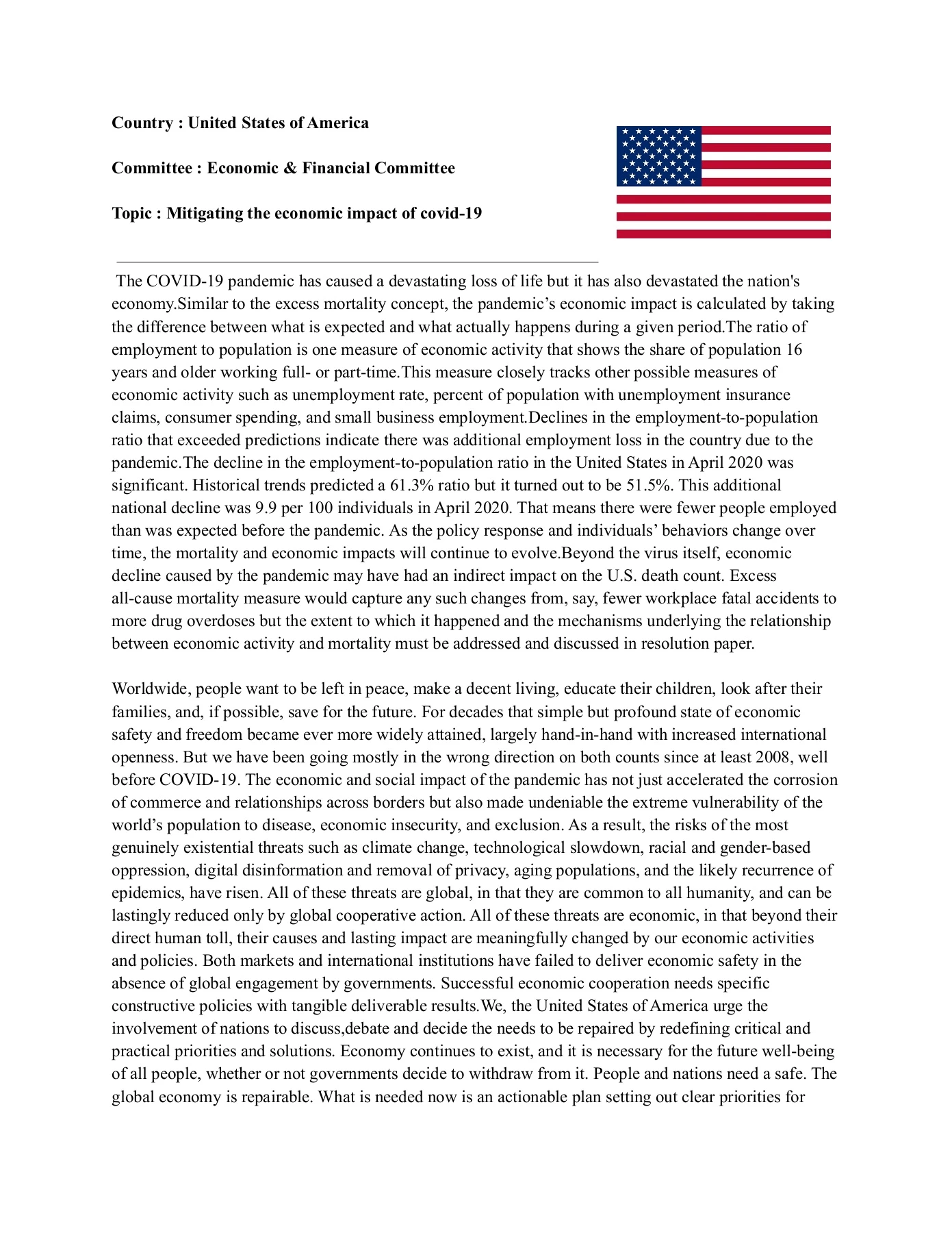 Government Position Paper Examples Position paper - United States of America