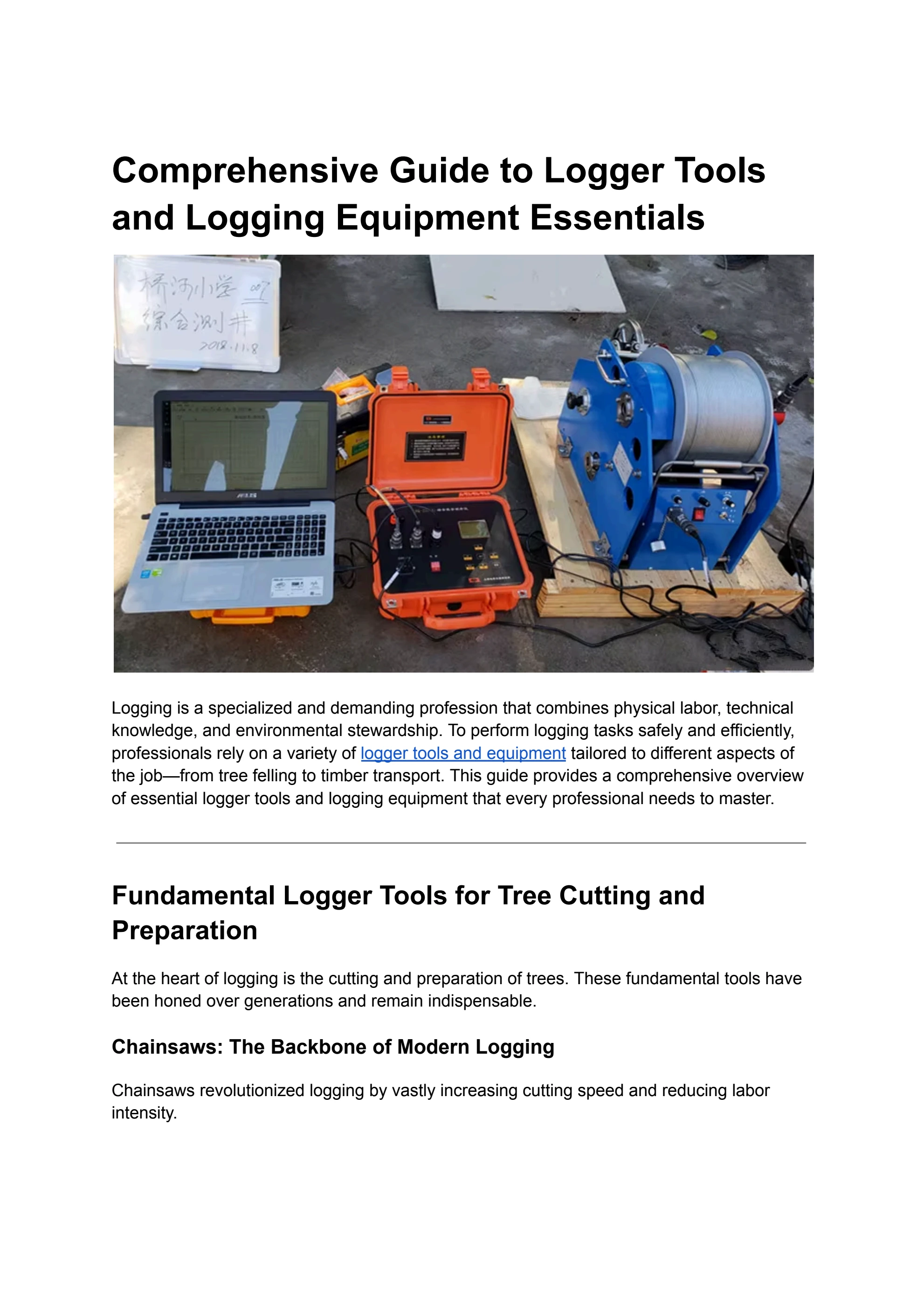 Comprehensive Guide to Logger Tools and Logging Equipment Essentials