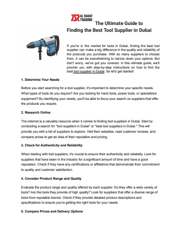 The Ultimate Guide to Finding the Best Tool Supplier in Dubai - AL ...