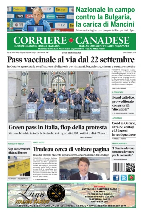 Corriere Canadese (2 settembre 2021)