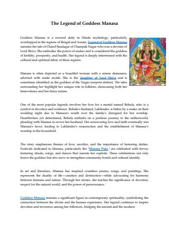 The Legend of Goddess Manasa - Neha Rathod Flip PDF | AnyFlip