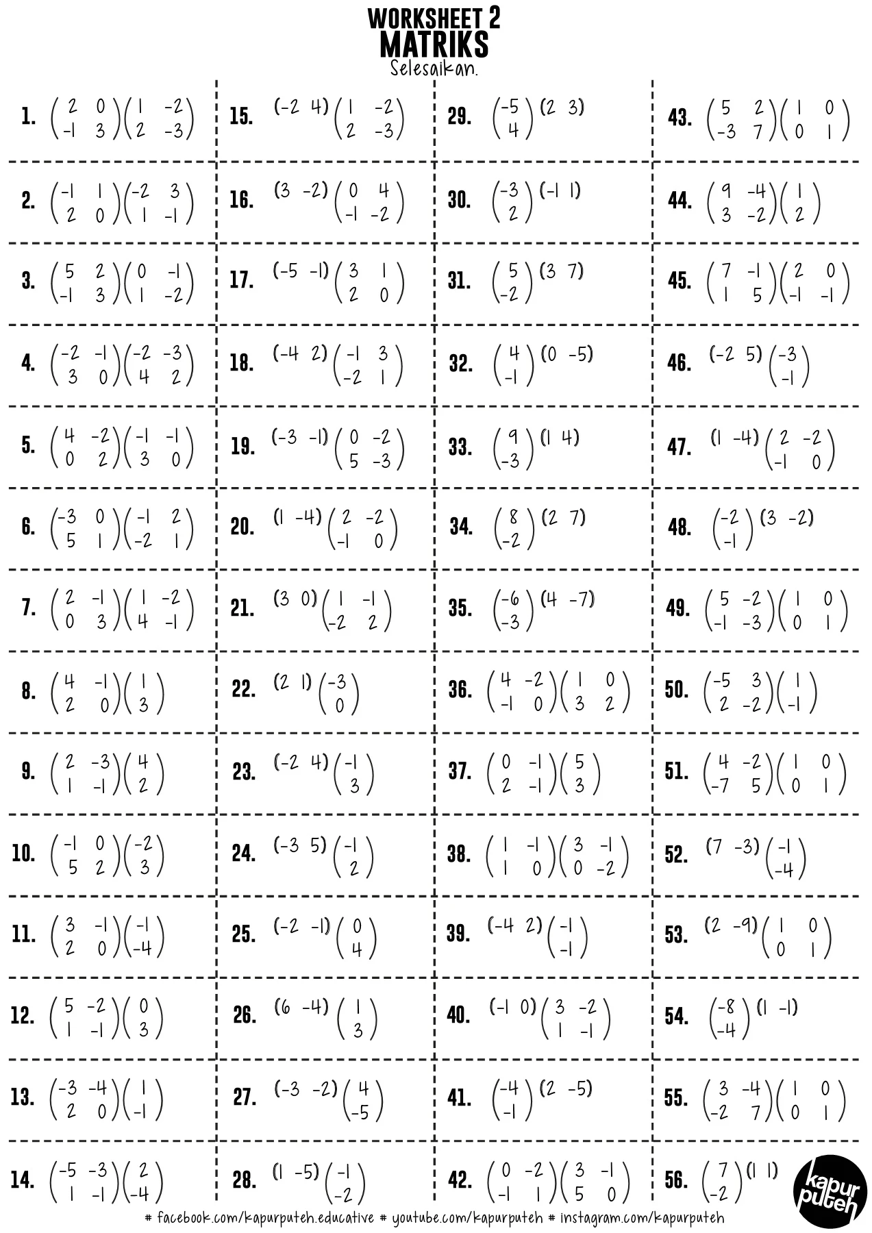 [Worksheet] Matriks (Form 5)