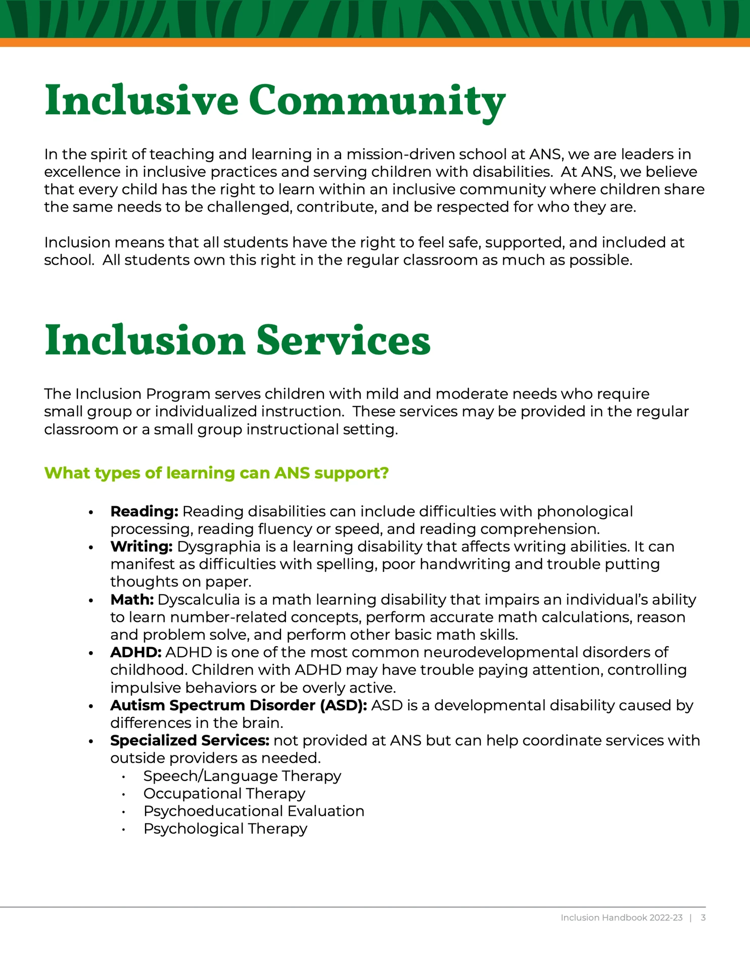 Inclusion Handbook 2022-23