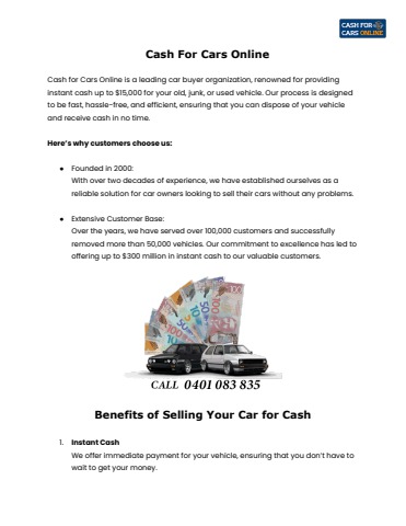 Benefits of Selling Your Damaged, Old, Used Cars