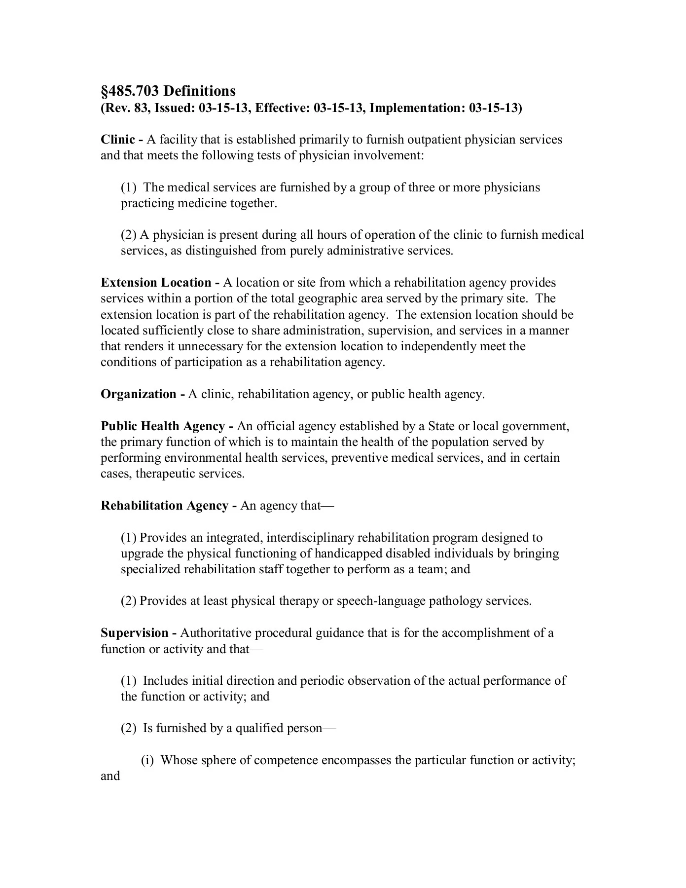 Appendix E - Guidance to Surveyors: Outpatient Physical ...