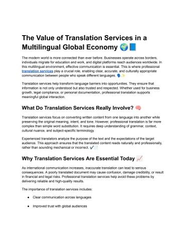 The Value of Translation Services in a Multilingual Global Economy 🌍📘