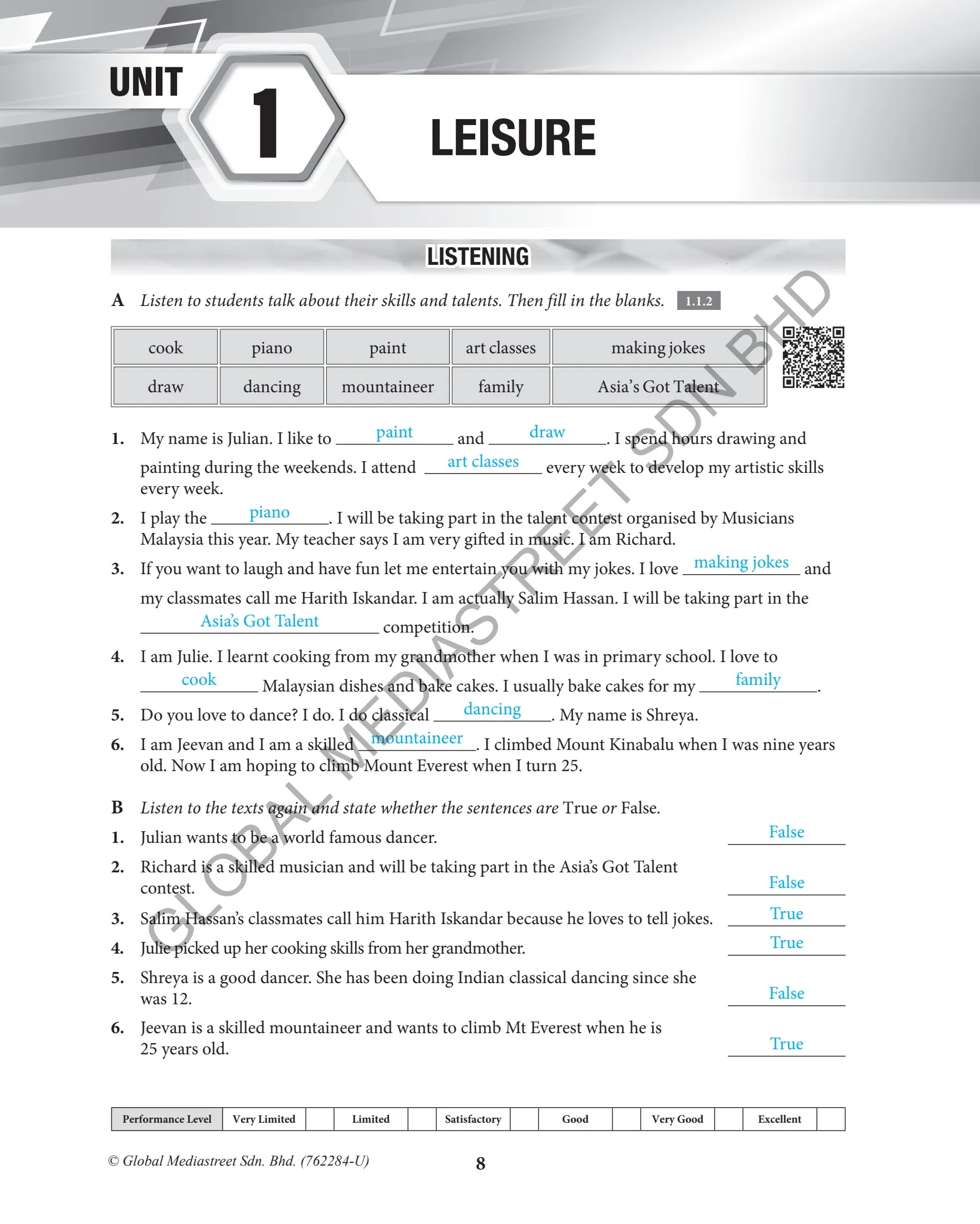 Form 1 English Module Module CEFR English Form 1