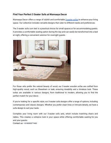 Find Your Perfect 3 Seater Sofa at Nismaaya Decor - Nismaaya Seo Flip ...