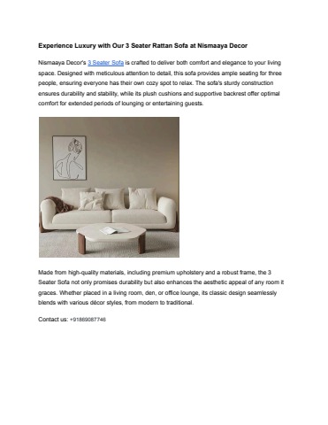 Experience Luxury with Our 3 Seater Rattan Sofa at Nismaaya Decor