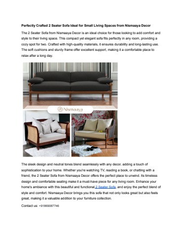 Perfectly Crafted 2 Seater Sofa Ideal for Small Living Spaces from ...