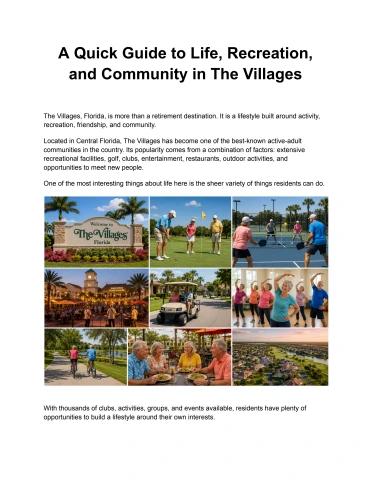 A Quick Guide to Life, Recreation, and Community in The Villages - Villages Florida SEO Flip PDF | AnyFlip