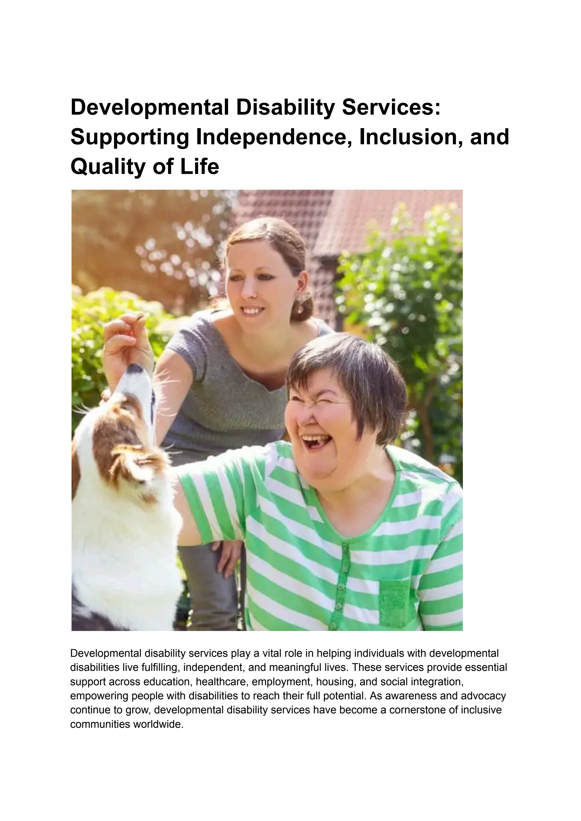Development Disability Services Developmental Disability Services_ Supporting Independence, Inclusion ...