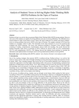 Analysis of Students Errors in Solving HOTS Problems for the topics of ...