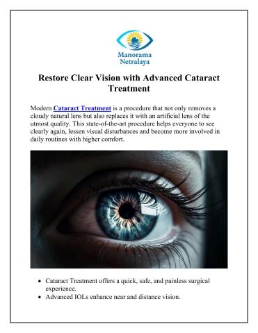 Restore Clear Vision with Advanced Cataract Treatment