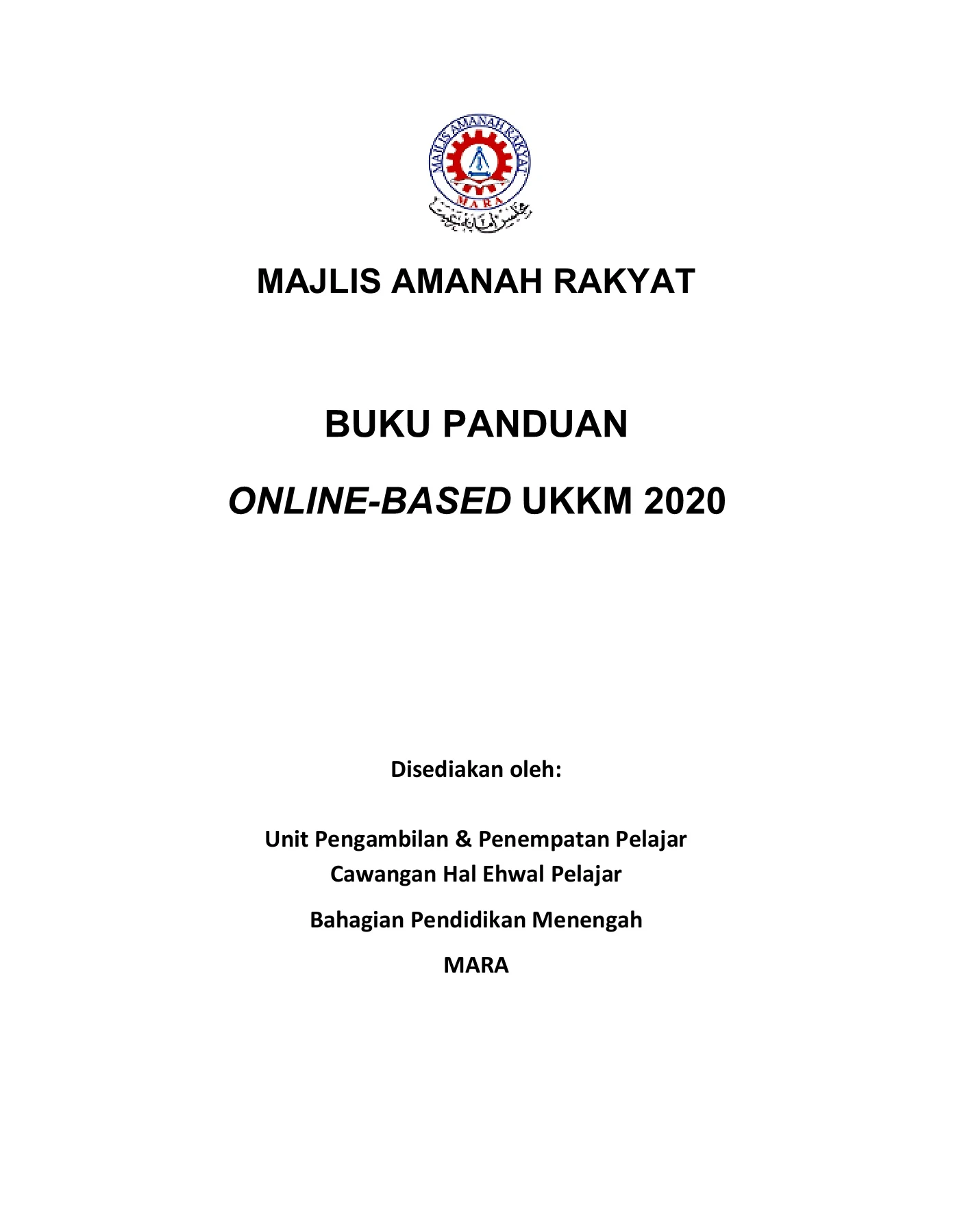 PANDUAN UKKM - ONLINE