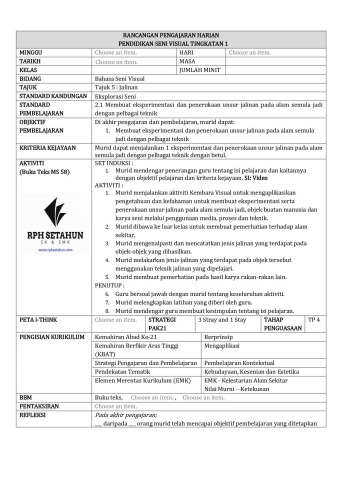 CONTOH RPH PENDIDIKAN SENI VISUAL SMK - RPH SETAHUN SMK Flip PDF | AnyFlip